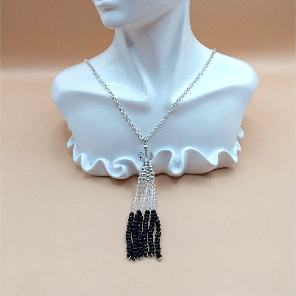 Swarovski Elements Crystal Chain Lariat Tassel 34" Flapper Style Necklace